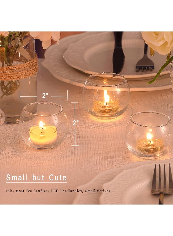 Lamorgift Glass Tealight Candle Holder Set of 12- Round Clear Votive Candle Holders for Table Decor, Party& Wedding Decorations - Image 2